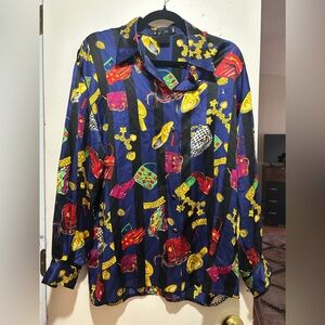 Vintage Escada 100 silk accessories print blouse